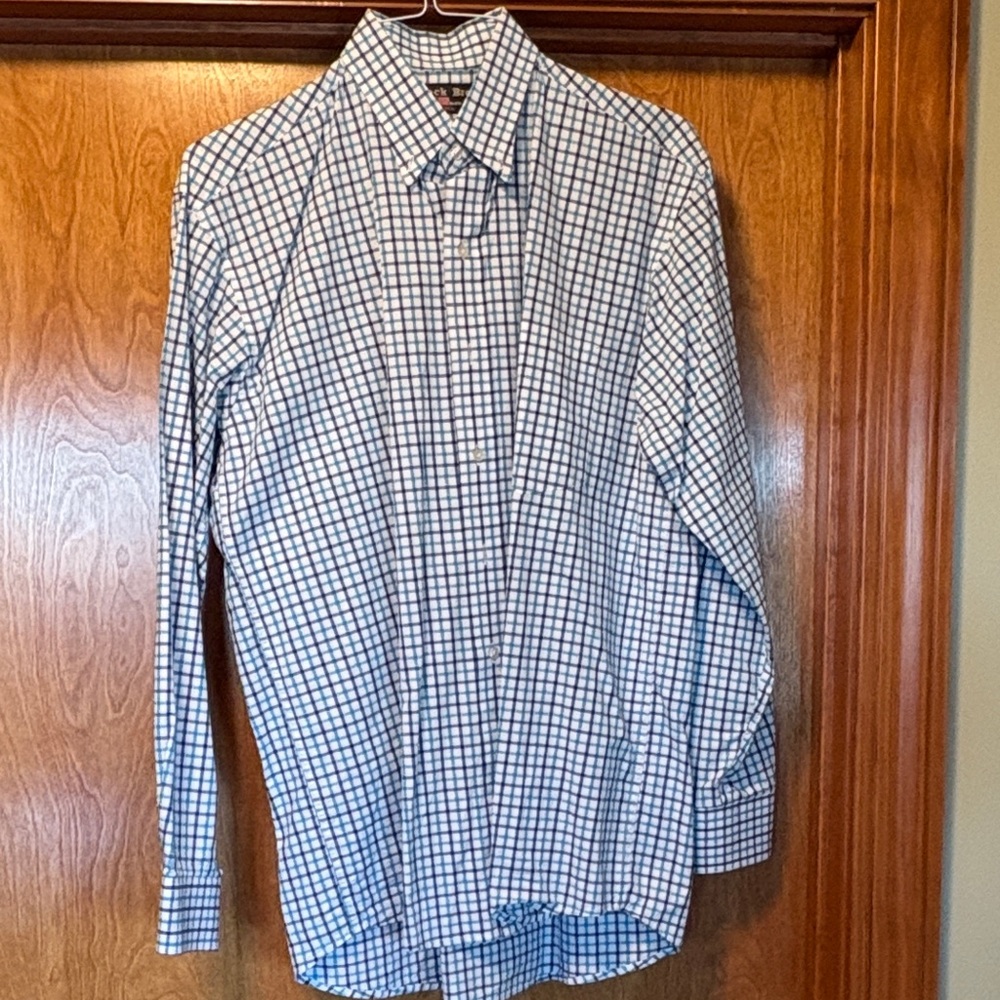 Elegant Blue and White Checkered Dress Shirt